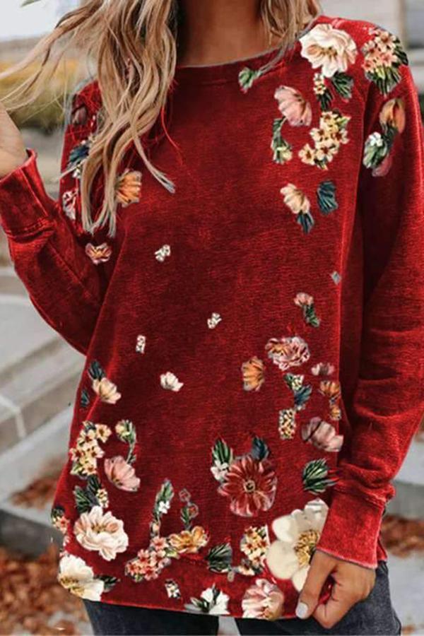 Retro Baggy Floral Print Top