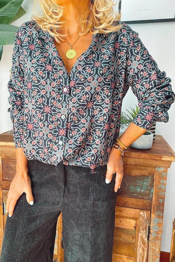 New Fashion Long-sleeved Lapel Printed Shirt