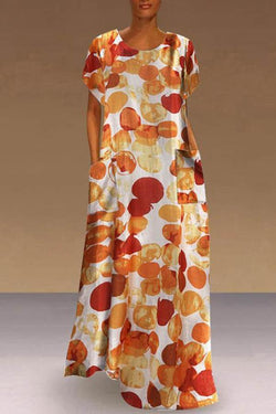 Retro Geometric Print Pockets Maxi Dress