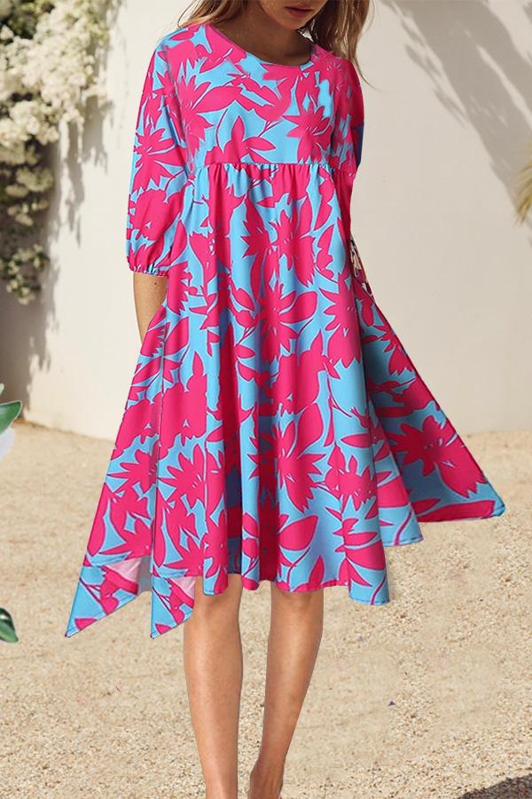 Fashion Classic Earth-printed Loose Mid-length Dress