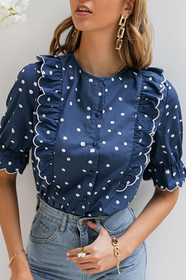 Modern Stylish Polka Dot Flared Sleeves Shirts