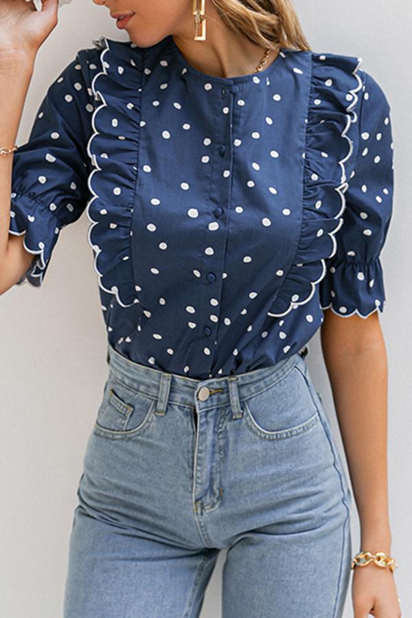 Modern Stylish Polka Dot Flared Sleeves Shirts