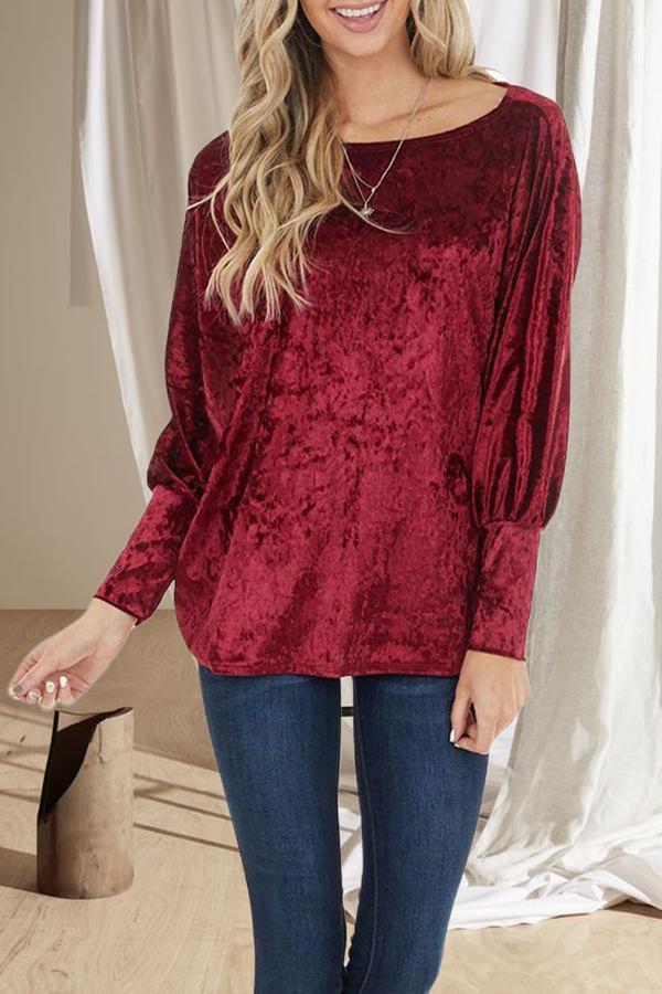 Urban Casual Velour Bat Sleeves Shirts