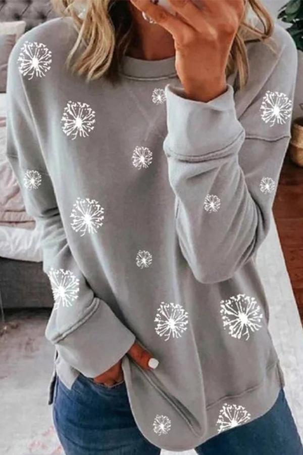 Casual Dandelion Print Sweater