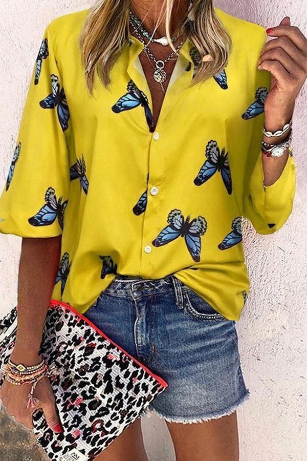 Trendy Butterfly Print Shirts