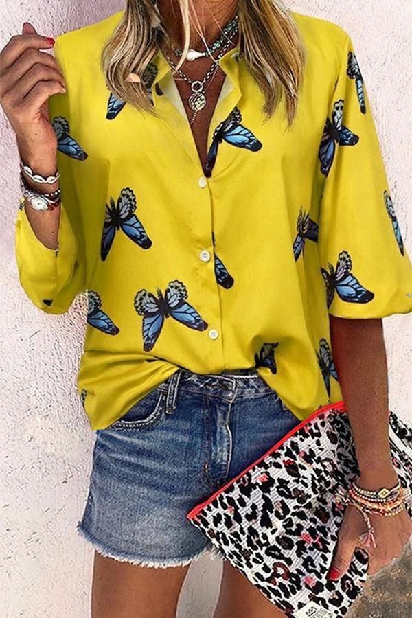 Trendy Butterfly Print Shirts