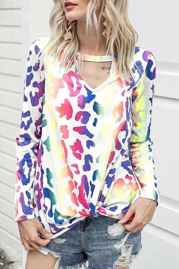 Stylish Abstract Print V Shirt