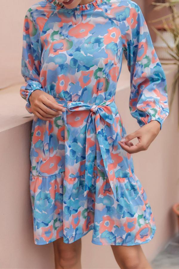 Girly Floral Water Print Dress