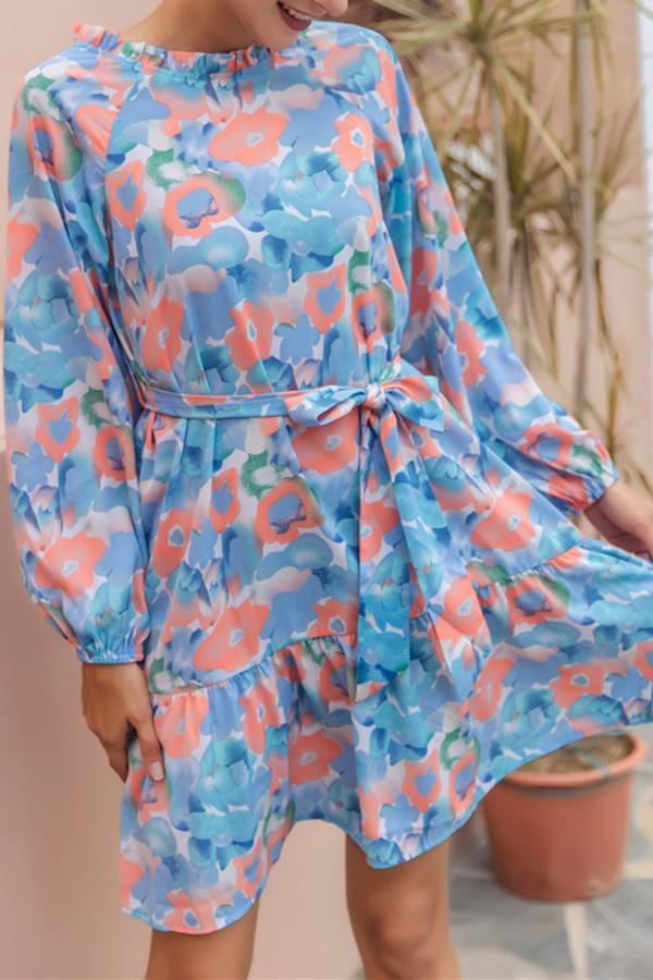 Girly Floral Water Print Dress