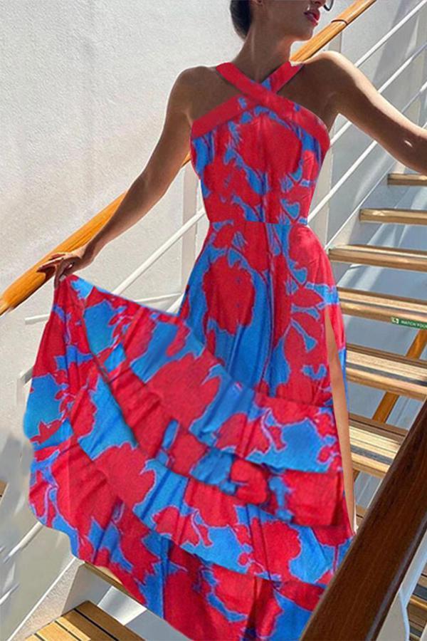 Trendy Bohemian Printed Sling Sleeveless Dress