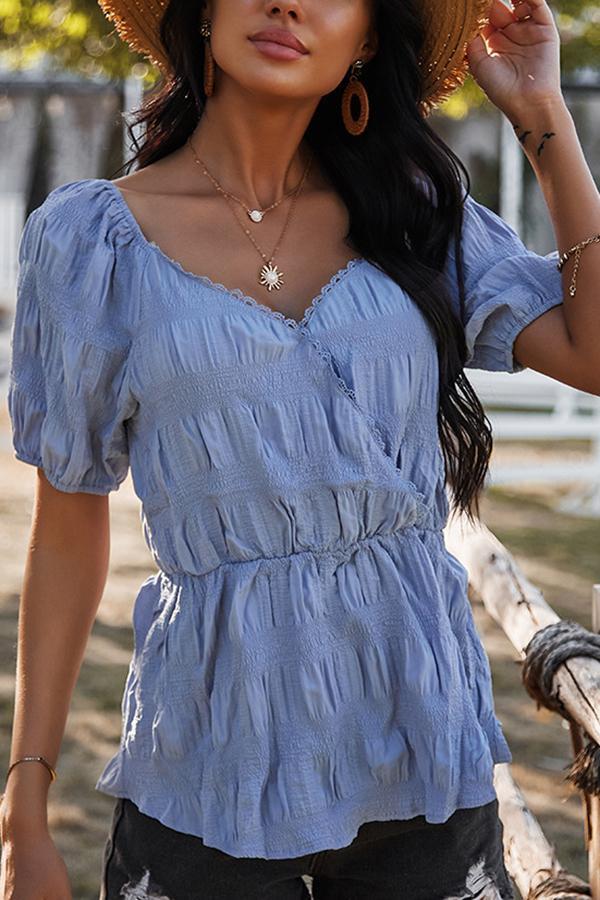 Casual Girly Puff Sleeves Shirts