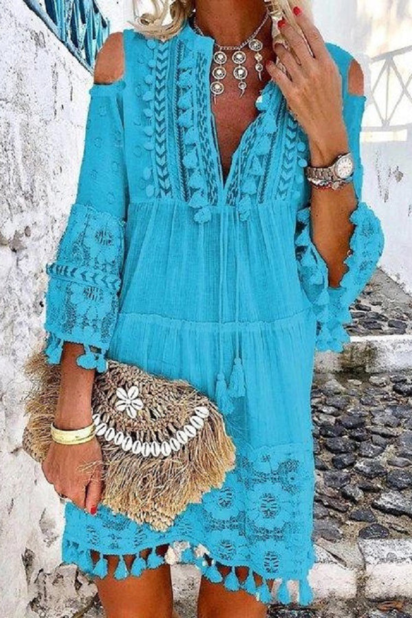 Chic Pretty Lace Tassel Dress