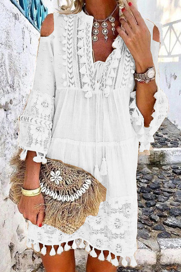 Chic Pretty Lace Tassel Dress