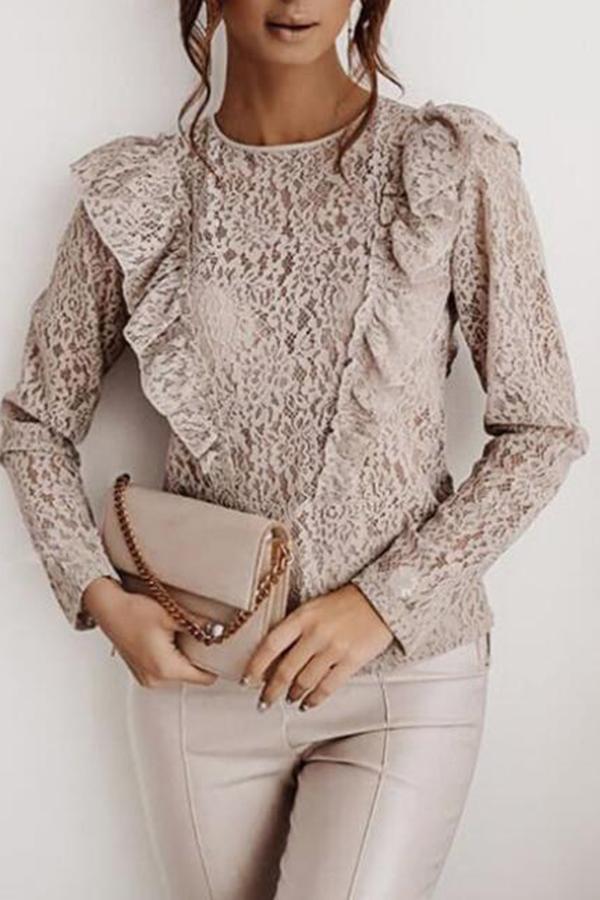 Intellectual Hollow Lace Backless Shirt