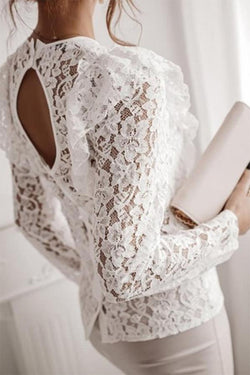 Intellectual Hollow Lace Backless Shirt