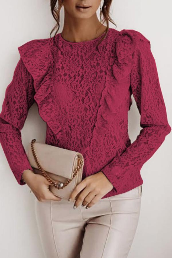 Intellectual Hollow Lace Backless Shirt