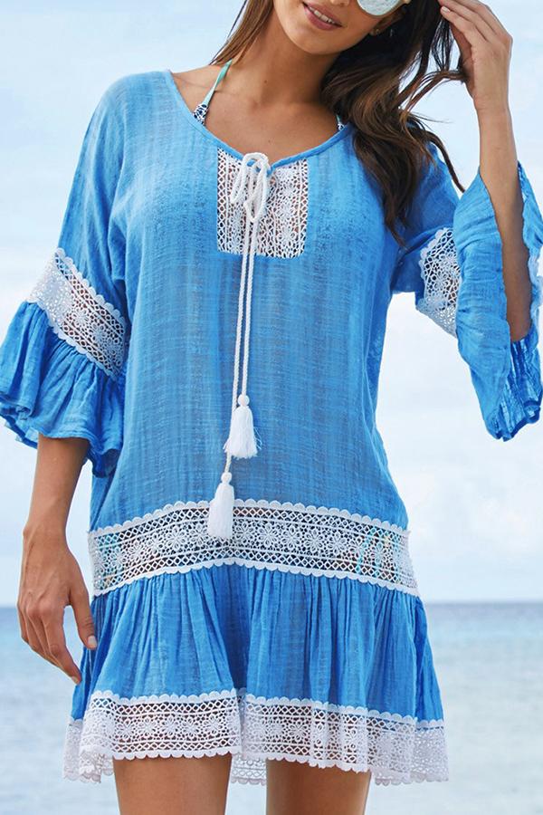 Fresh See Through Lace Beach Sun Protection Smock