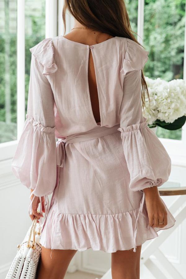 Irregular Temperament Chiffon Flounce Sleeves Dress