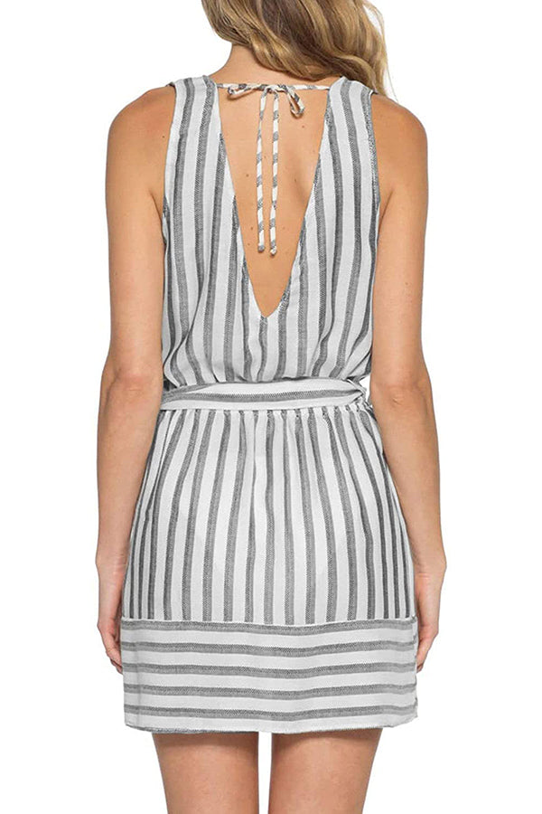 Stylish Striped Print Sleeveless Dress