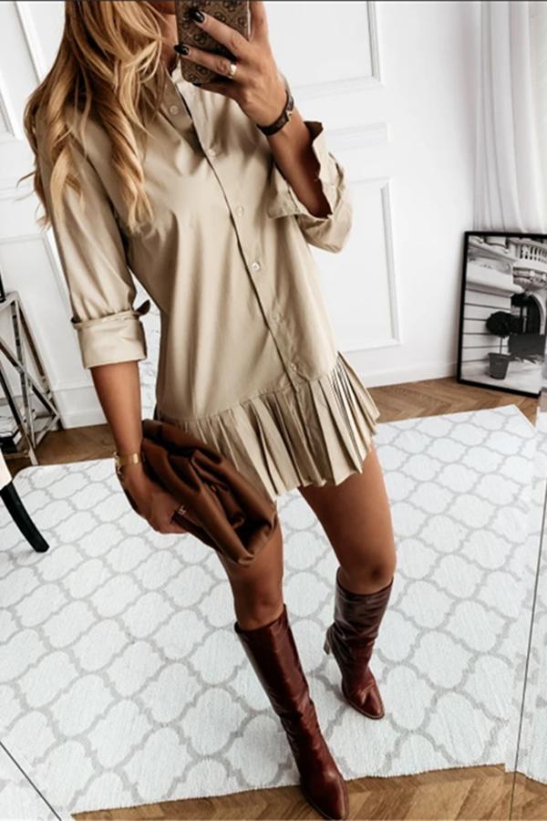 Frilled Slim Casual Long Shirt