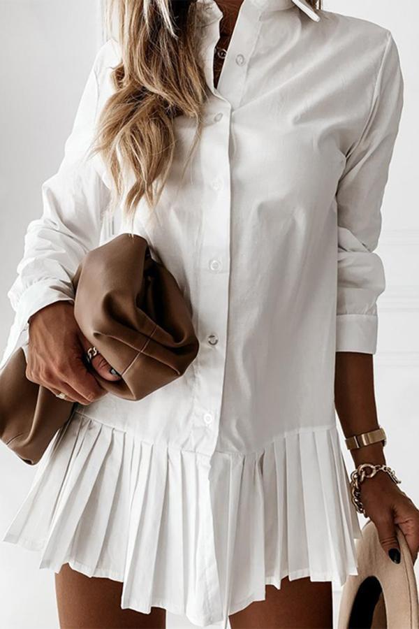 Frilled Slim Casual Long Shirt