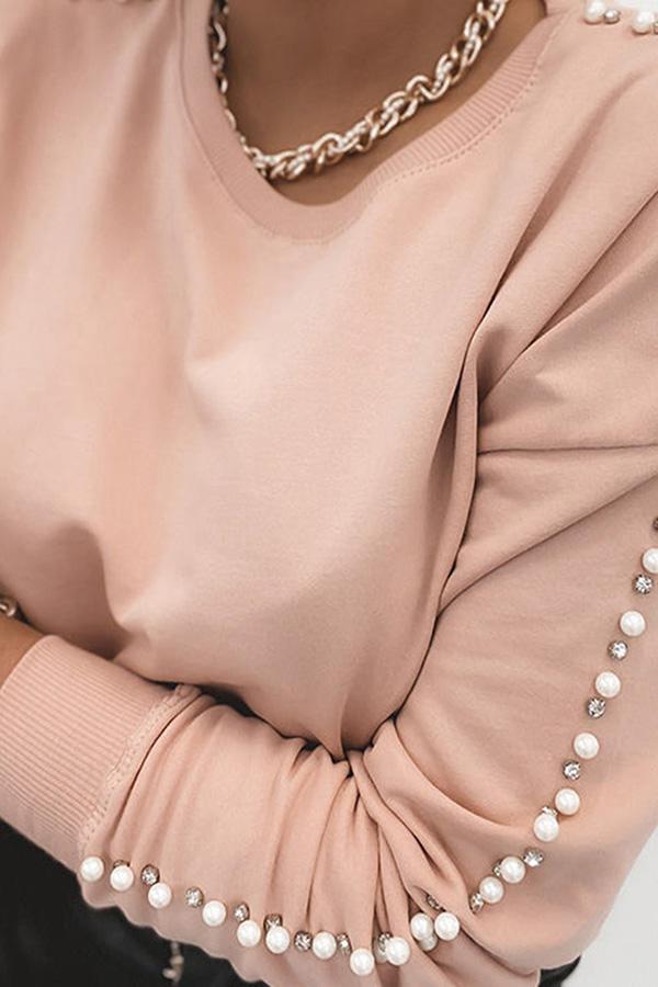 Pure Color Pearl Thin Long-Sleeved Sweater