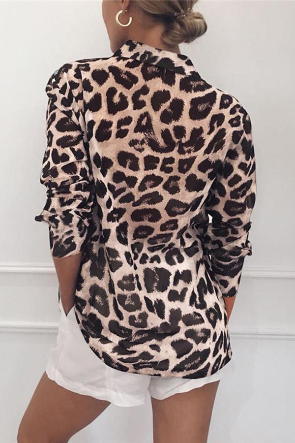 Casual Leopard Print V-neck Chiffon