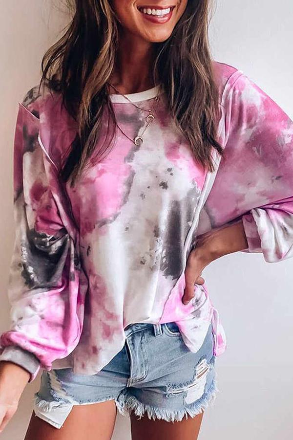 Tie-dye Printed Long-Sleeved Loose Sweatshirt