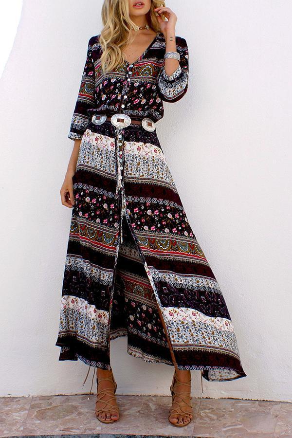 Holiday Ethnic Print Beach Long Skirt