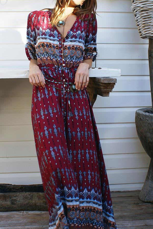 Holiday Ethnic Print Beach Long Skirt