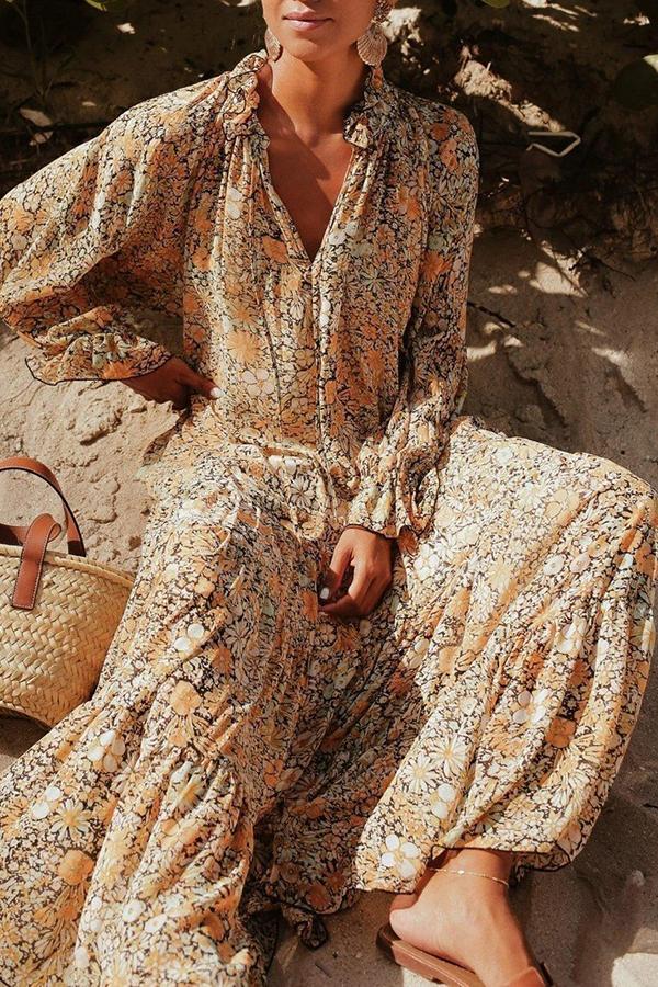 Small Floral Bohemian Long Beach Dress