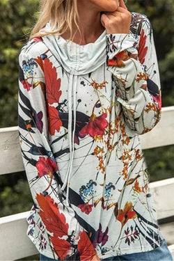 Fashion Lapel Long Sleeve Printed Sweatshirt