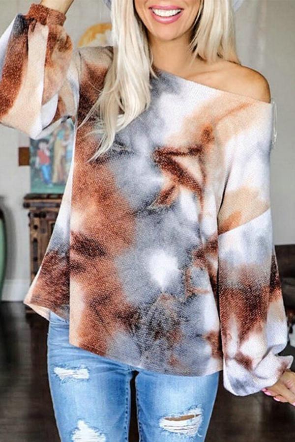 Tie-Dye Drop-Shoulder Print Back Cross Top