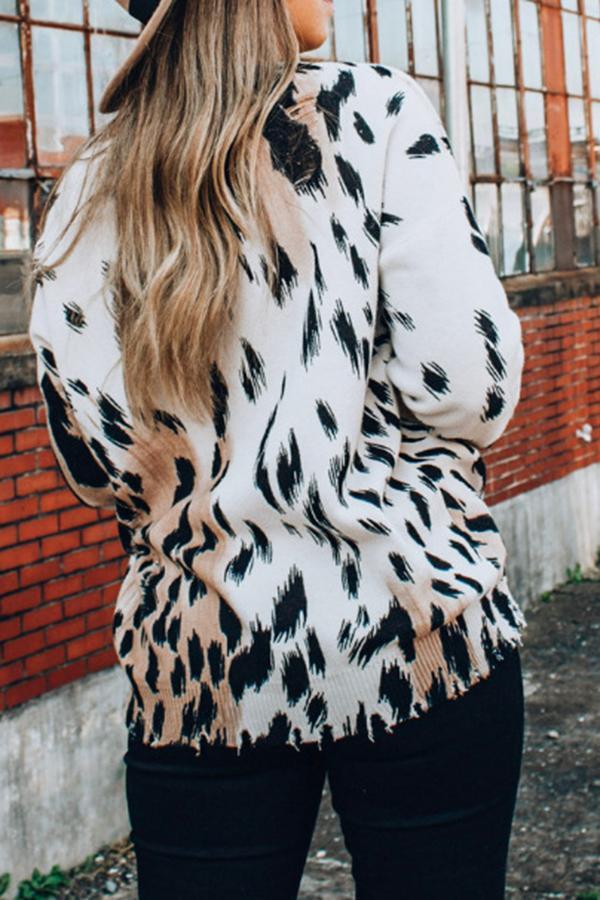 Leopard Print Loose Long Sleeve Sweater T-Shirt