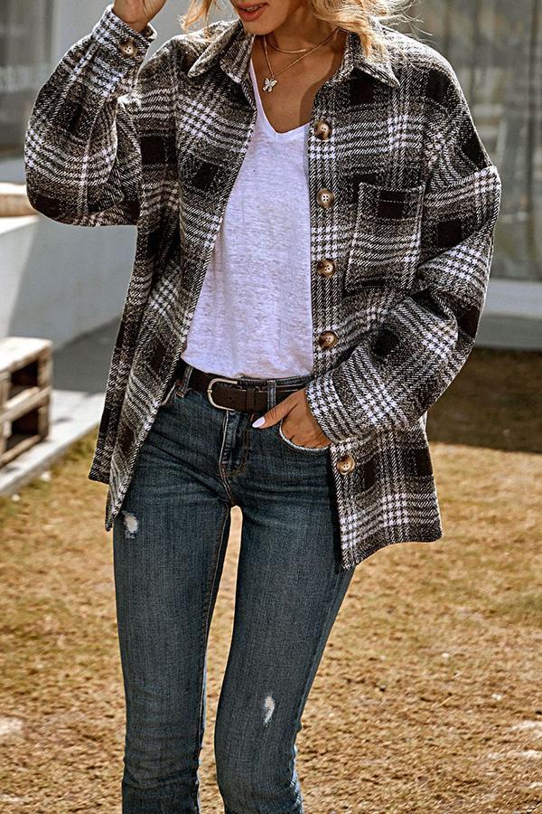 Fashion Loose Casual Shirt Big Plaid Jacket