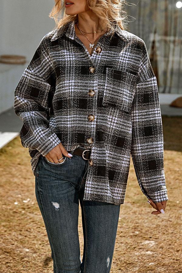 Fashion Loose Casual Shirt Big Plaid Jacket