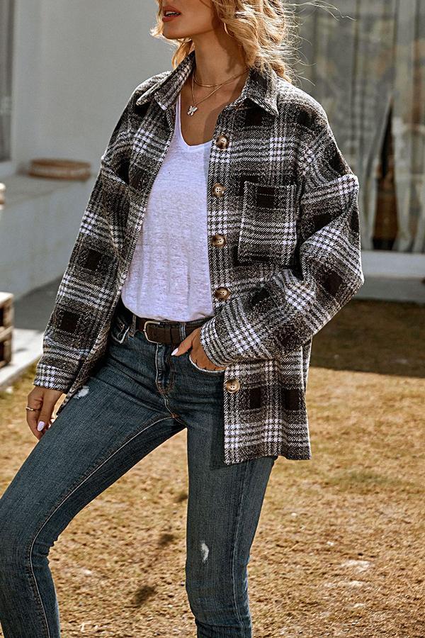 Fashion Loose Casual Shirt Big Plaid Jacket