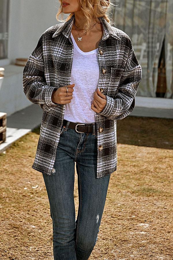 Fashion Loose Casual Shirt Big Plaid Jacket