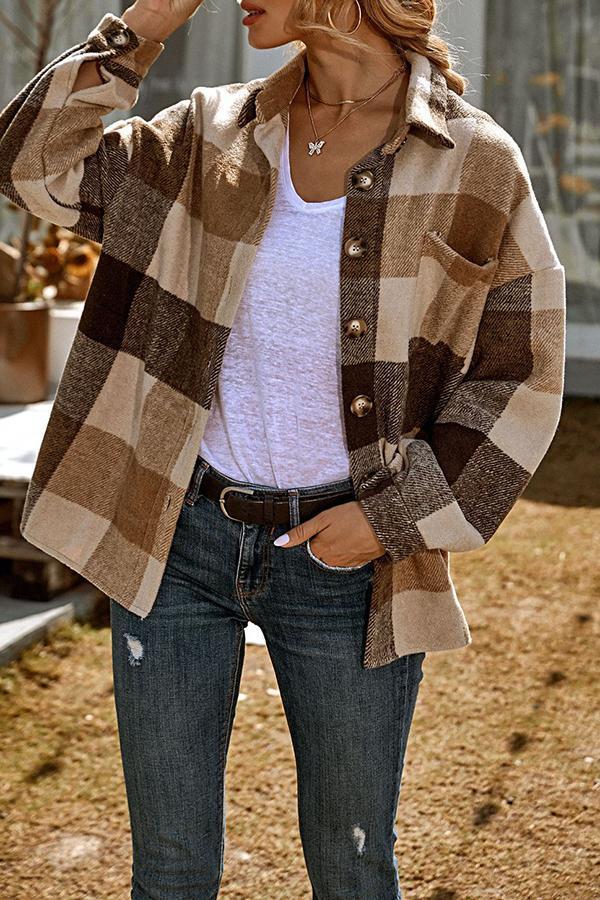 Fashion Loose Casual Shirt Big Plaid Jacket