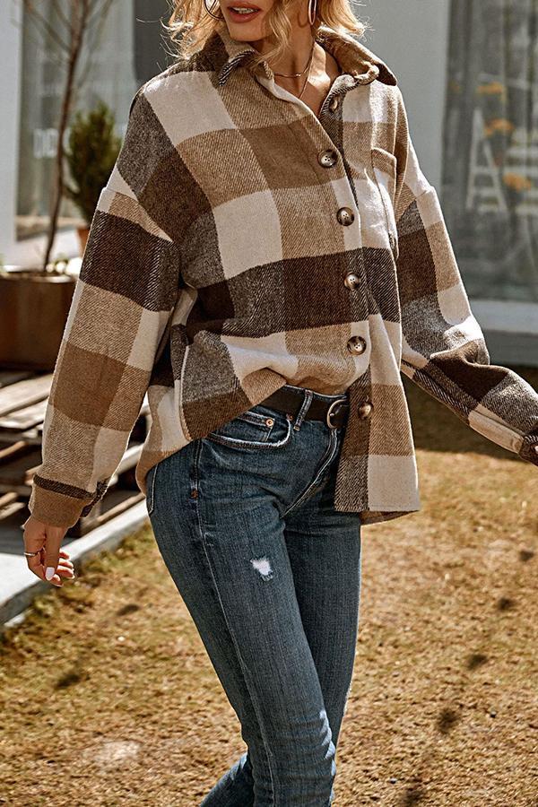 Fashion Loose Casual Shirt Big Plaid Jacket