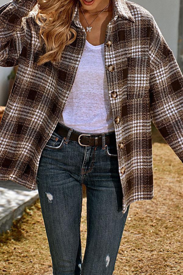 Fashion Loose Casual Shirt Big Plaid Jacket