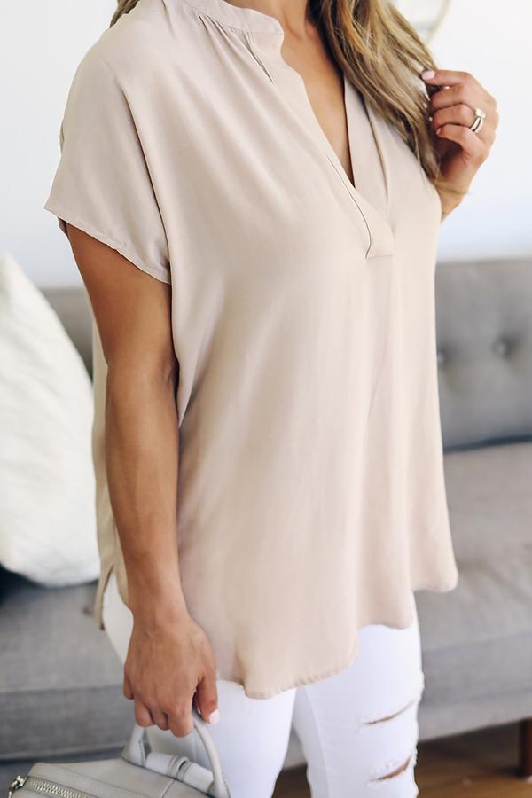 Chiffon Shirt Deep V Short Sleeve Top