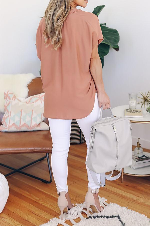 Chiffon Shirt Deep V Short Sleeve Top