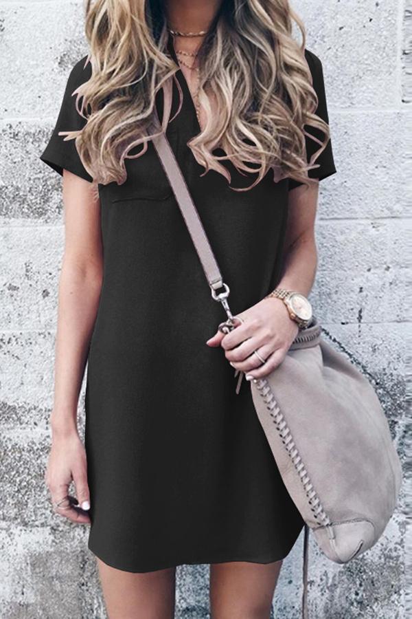 Casual OL Commuter Solid Color Dress