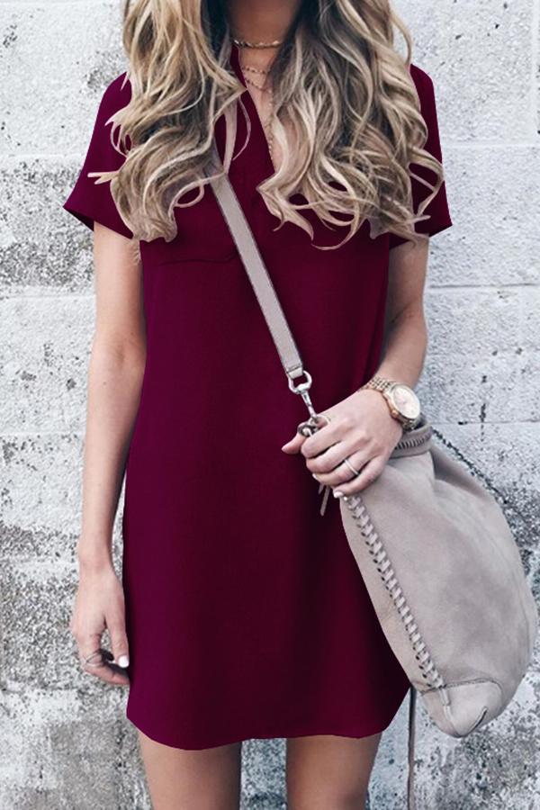 Casual OL Commuter Solid Color Dress