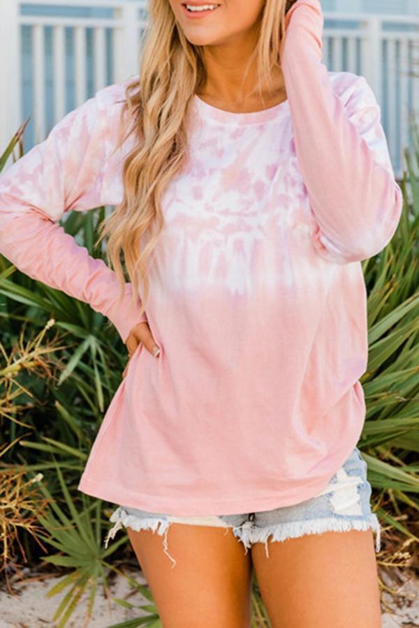 Summer Long Sleeve Pullover Round Neck Top