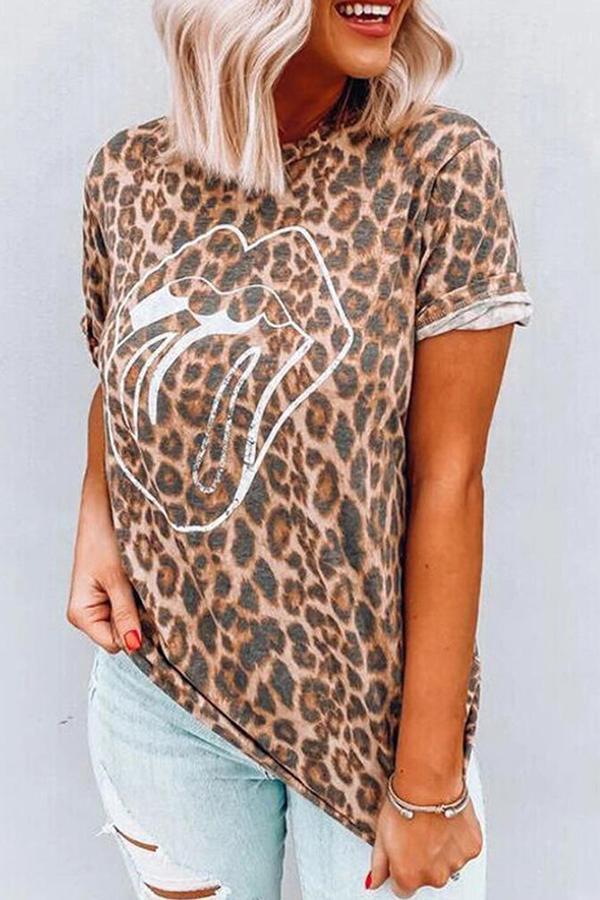 Leopard Print Short Sleeve T-shirt