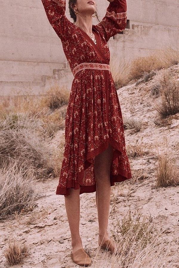 Bohemian Seaside Holiday Print Dress