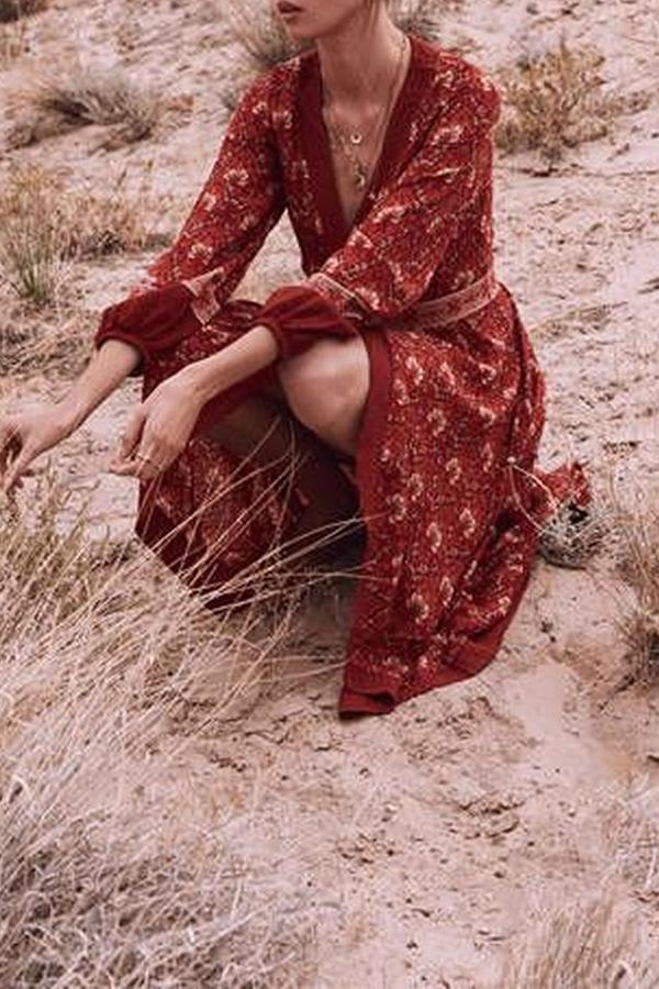 Bohemian Seaside Holiday Print Dress