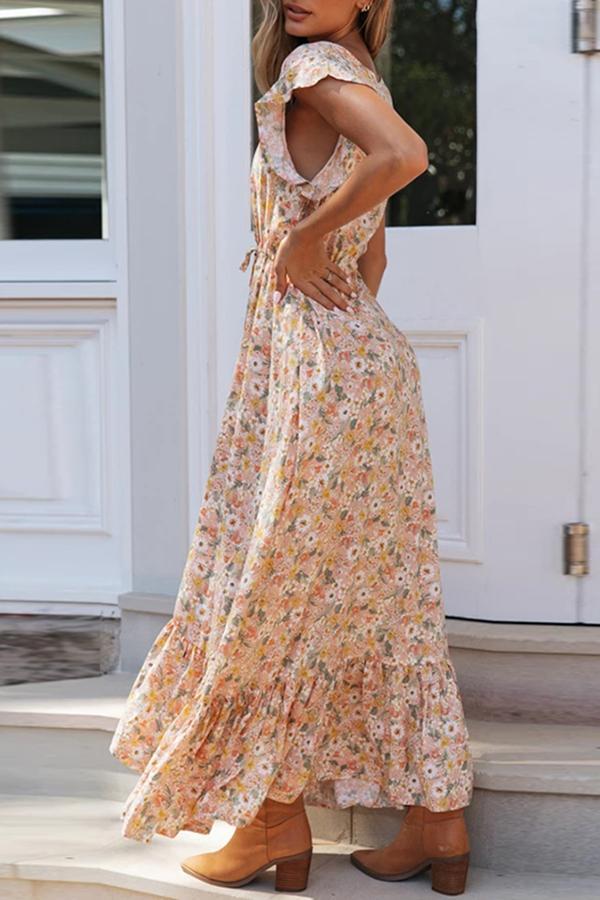 Bohemian Floral Lace-up Sexy Dress